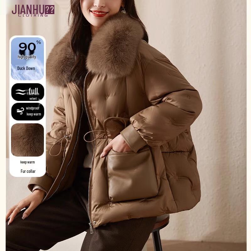 

JIANHU Женский пуховик с воротником из искусственного меха XL