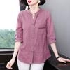 Women's Summer Loose-Fit Shirt: Mom-Style 3/4-Sleeve Simple Pocket Commuter Shirt