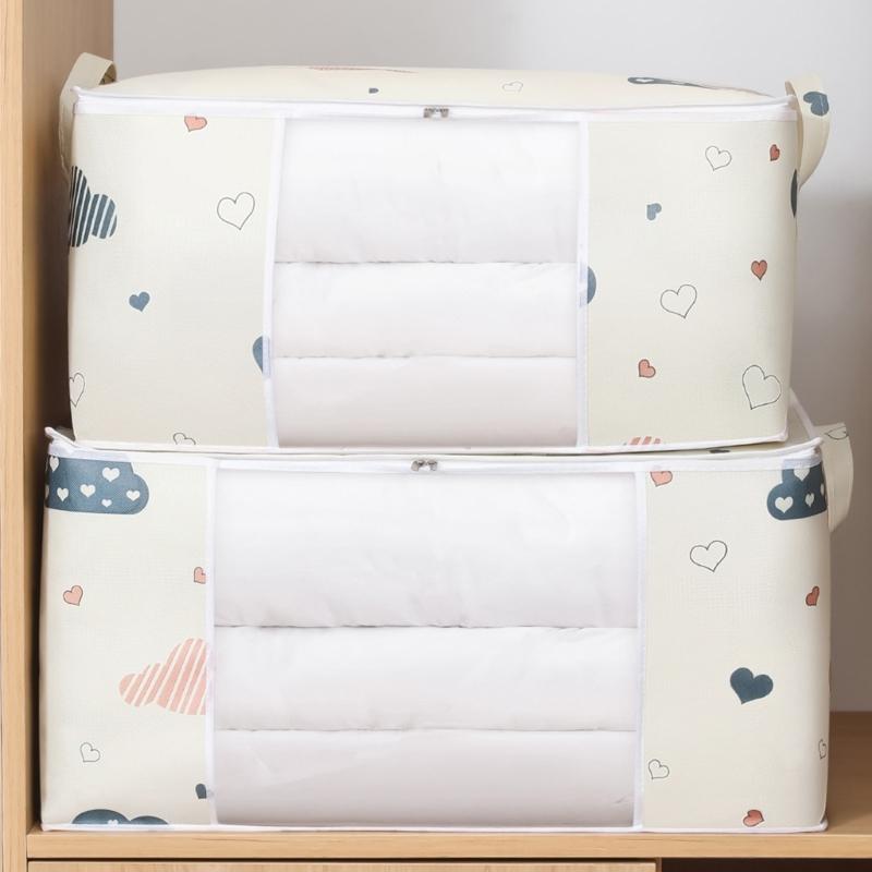 4Pcs Quilt Storage Container with Lids Large Capacity Fabric Quilt Bags Versatile Storage Bin for Household Use
