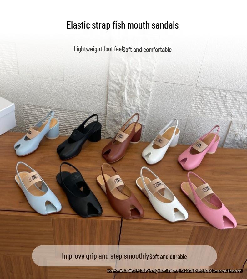 MM6 Samt Riemen Flache Sandalen - Frühling/Sommer '26 - Apfel Zehenpartie, Elastisches Band, Vielseitiges High Heel Design