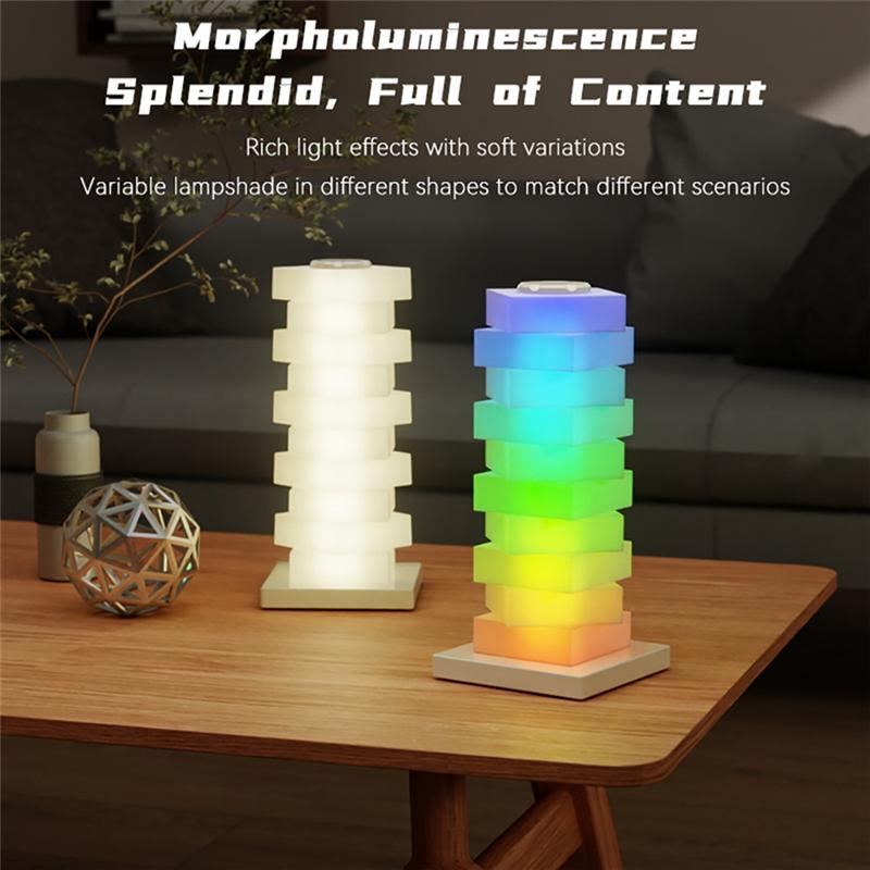 A74E-LED Bedside Table Lamp Wireless Charger Night Light Ambient Light RGB DIY Dimmable Nightstand Lamp Bedroom Dec