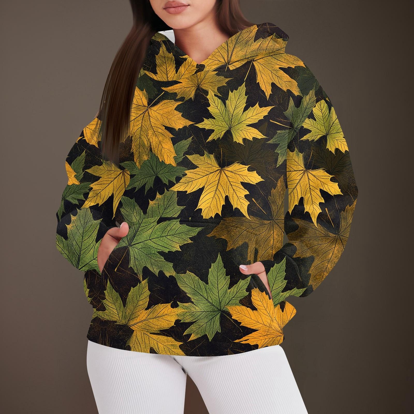 

Женская мода повседневный пуловер с капюшоном толстовка с принтом длинный рукав толстовка L армия зеленый