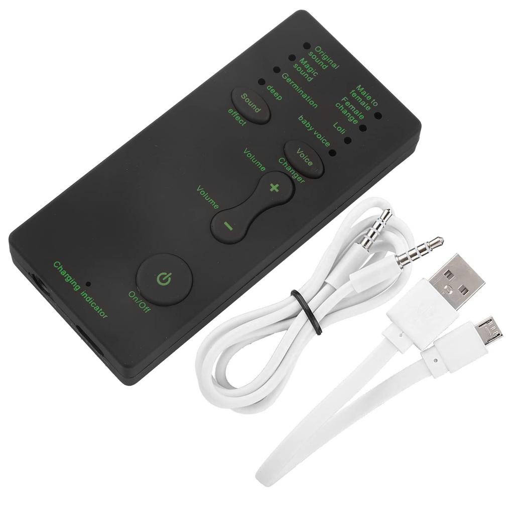 Portable Mini Voice Changer Sound Card for Live Streaming, Male To Female Voice Change with One Click, 4 Sound Effects