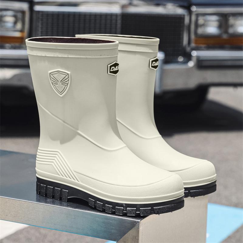 

Закрытые резиновые сапоги мужские средней высоты, нескользящие, водонепроницаемые, для улицы, на толстой подошве, теплые, для рыбалки, рабочие 44 бежевый