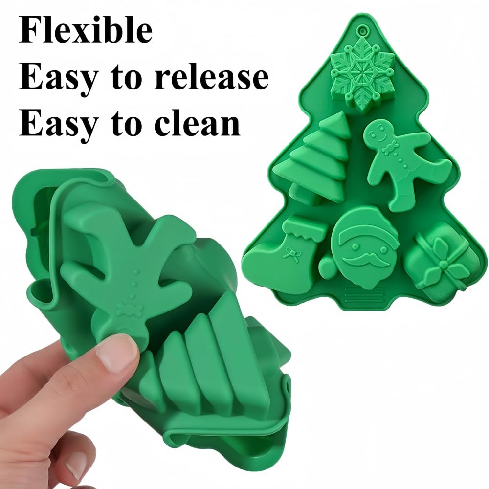Christmas Silicone Molds Christmas Tree Santa Claus Gingerbread Men Snowmen Silicone Candy Molds Christmas Baking Molds