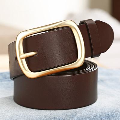 Retro New Style Leather Belt for Men's Genuine Leather Belt for Middle Aged and Young People Versatile Pin Buckle Casual Trousers