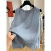 Sleeveless Cotton and Linen Shirt Women's Summer Round Neck Vest Design Shirt Fashionable Loose Belly-covering Thin Top
