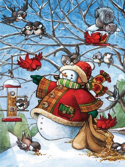 New Diamont Embroidery Snowman Scenery Diamond Painting Animal Bird Full Square Round Christmas Mosaic Diy Snowflake Home Decor