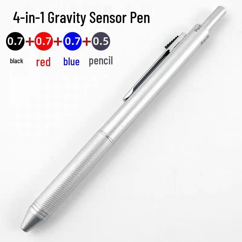 Multifunctional Gravity Sensor Metal Pen: 4-in-1 Ballpoint & Mechanical Pencil for Students, Multicolor