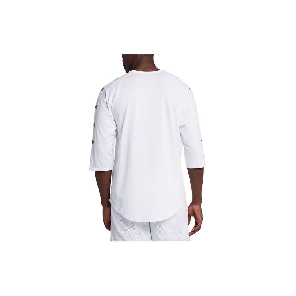 Jordan Letter Print Crew Neck Straight Cut Quarter Sleeve T-Shirt Men Tops White AA1912-100