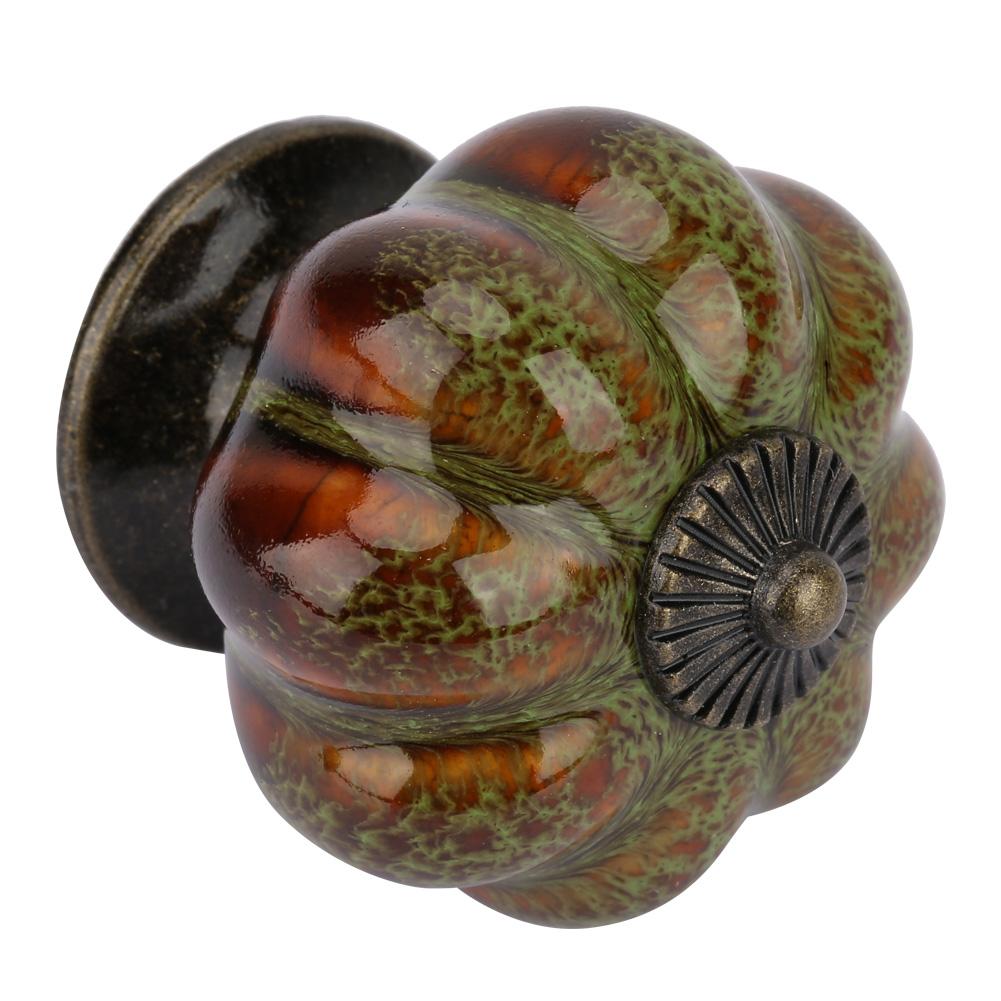 

Европейские керамические тыквенные дверные ручки, ручки для шкафов, одноотверстные ручки для шкафов и ящиков (зеленый)