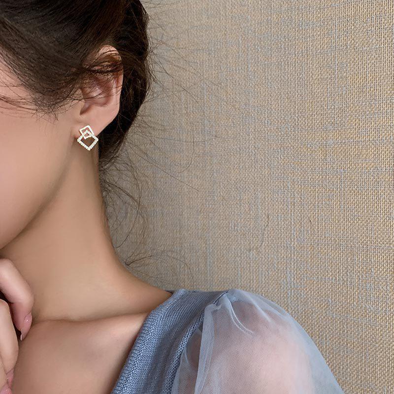 Square Geometric Earrings Simple And Personalized Earrings Exquisite And Versatile Earrings Fresh Sweet Girl Ear