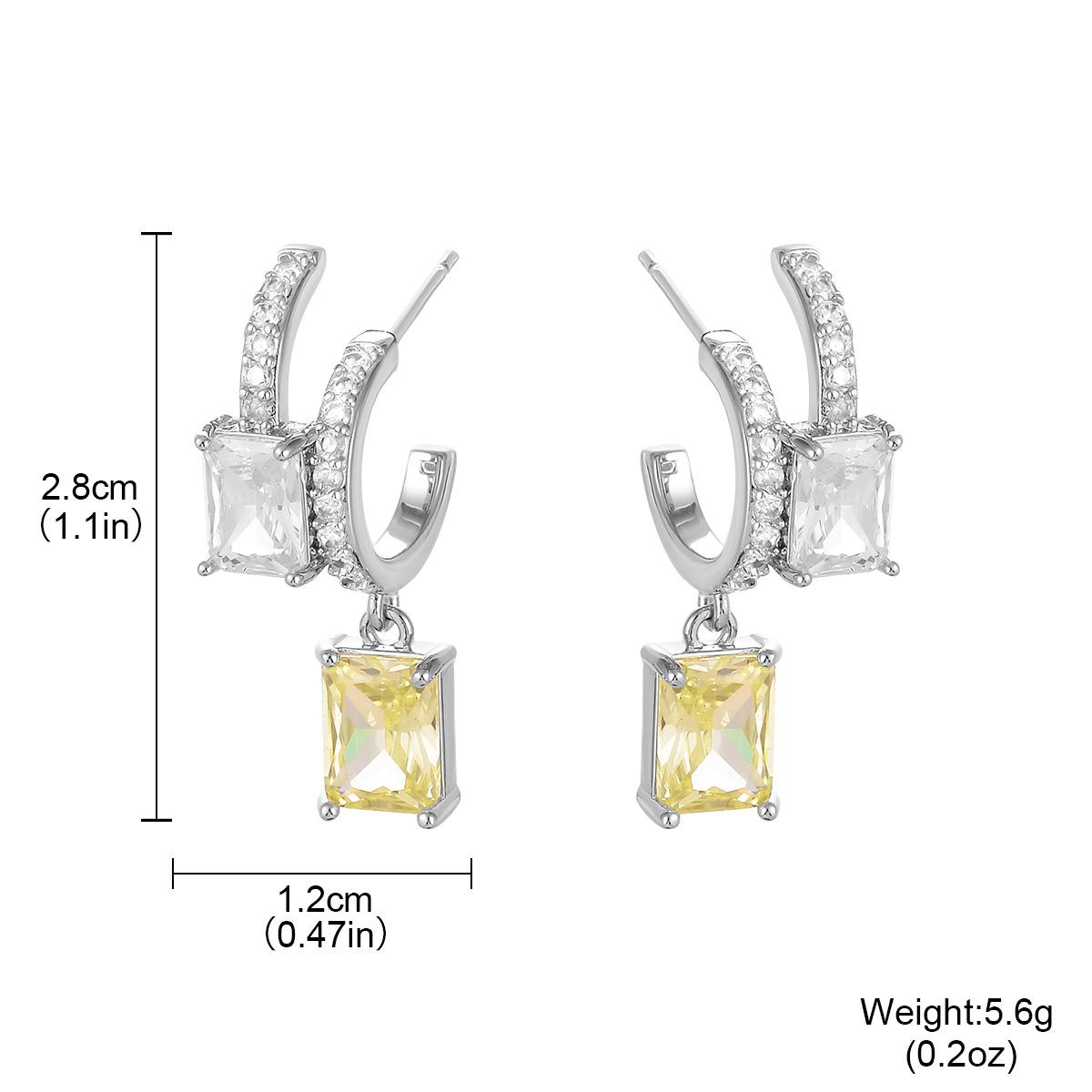 Fashion light luxury zirconium row diamond earrings high temperament double C light luxury earrings light luxury high sense summer stud earrings women