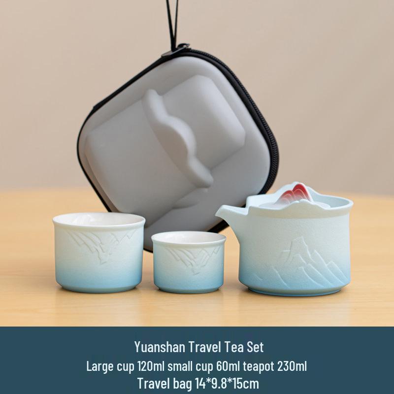 Portable Travel Tea Set: Compact Outdoor Teapot with Two Teacups – Ideal for Camping.