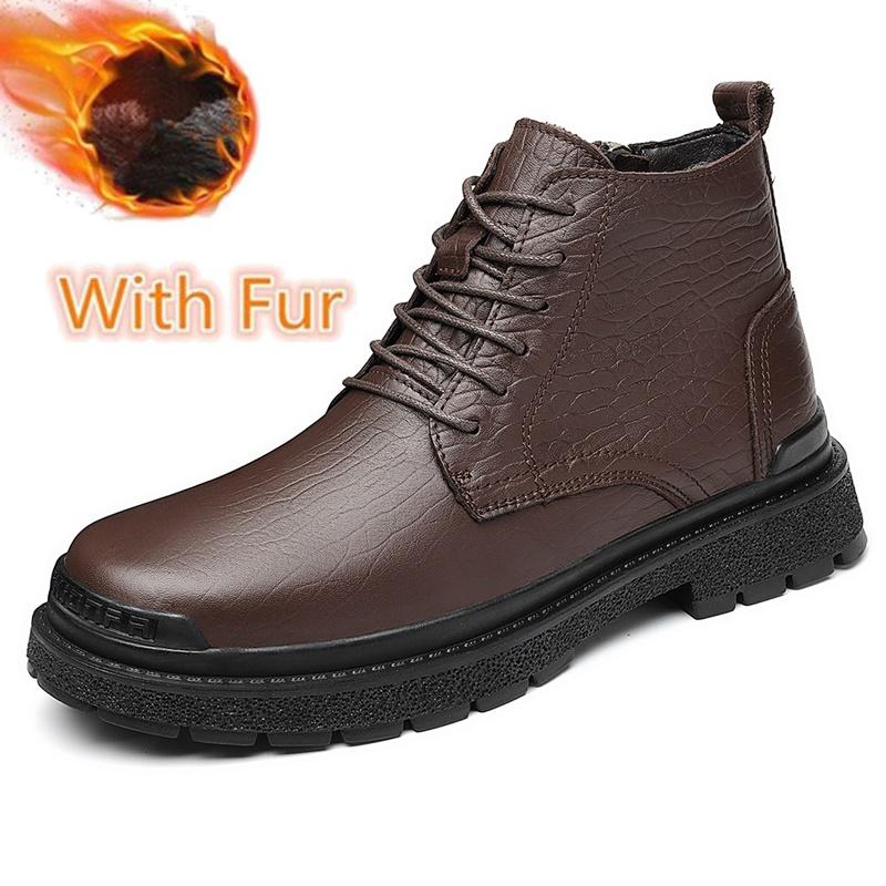 

Роскошные брендовые винтажные мужские мотоциклетные ботинки из коровьей кожи, ботильоны высокого качества, теплые зимние ботинки с плюшевым мехом, кроссовки 44