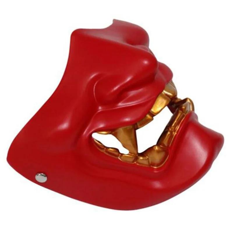 Half Face Ghost Mask Japanese Buddhist Prajna Mask Ninja Tactical Masque Scary Halloween Prajna Cosplay Masks Adult Toys