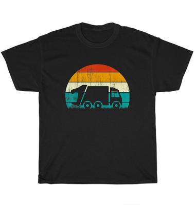Retro Vintage Sunset Recycling Trash Garbage Truck T-Shirt Unisex Tee Gift NEW