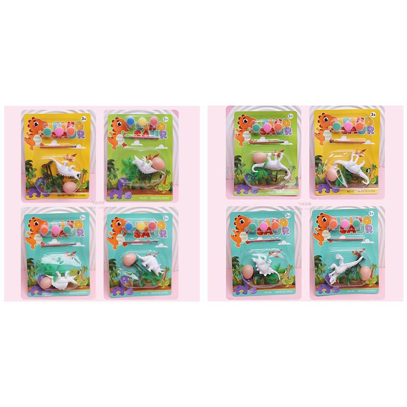 2Pcs Children Painting Toy Handmade DIY Painting Plaster Doll Cartoon Dinosaur Colouring Dinosaur Egg Colouring Toys