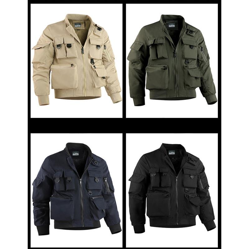 Giacca da Pilota da Uomo Completo Baseball Cappotto Multi-tasche