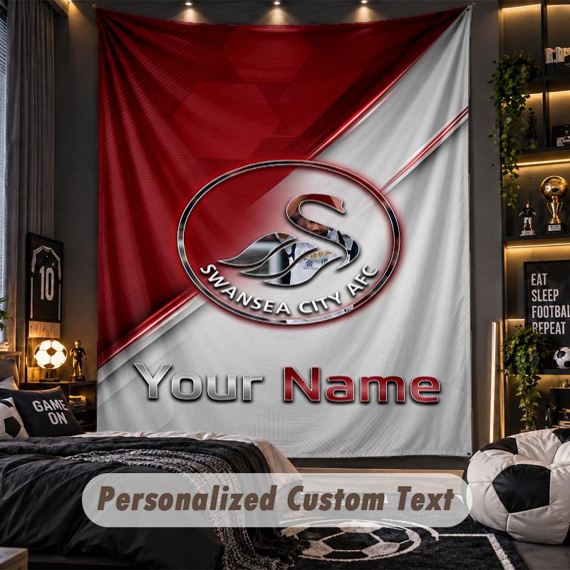 TapestrySwansea City FC Custom Name Text Personalized Wall Hanging Tapestry Home Wall Decor