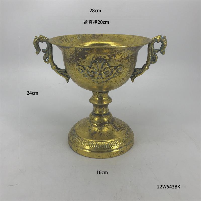 Classical Retro Iron High Footed Cup Flower Set Retro Vintage Metal Home Decoration Flowerpot European Wedding Vase Ornaments