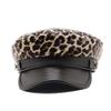 Leopard Beret Leather Lace Octagonal Hat Versatile, Premium Pu Military Hat Outdoor Wig Hat