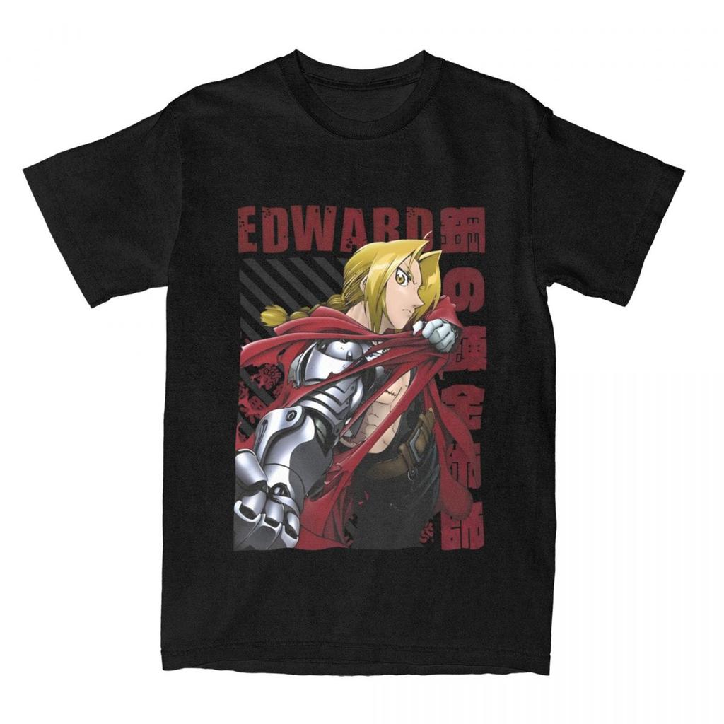 Men Fullmetal Alchemists Fusion T Shirt Alchemy Crossing Pure Cotton Clothing Crazy Short Sleeve Round Neck Tee Shirt T-Shirts