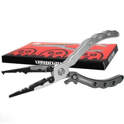 Rybárske kliešte Umibozu, Vyrobené v Japonsku, Odolné voči hrdzi, Multifunkčné, Odstraňovač háčikov, Rezačka vlasca, s bezpečnostným lankom, Nerezová oceľ, Vysoké