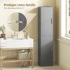 Bathroom Column Cabinet with 2 Doors and 4 Adjustable Shelves, 40 X 35 X 180 Cm, Grey