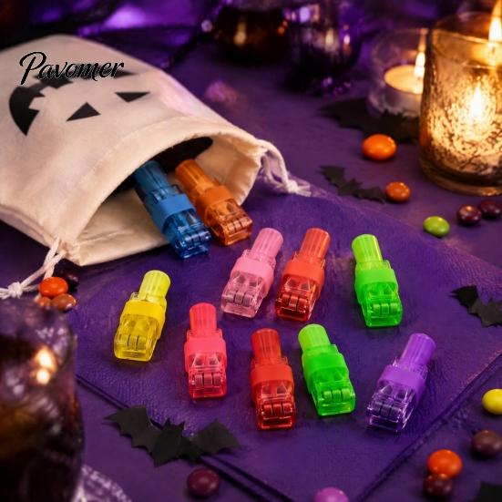LED Projection Ring Set 12 Pcs Halloween Finger Projector Lights, Mini Colorful Portable Light Up Rings Pattern for Kids, Goodie Bag Stuffers,