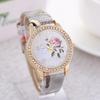 Charming Women's Floral Leather Strap Rose Flower Watch