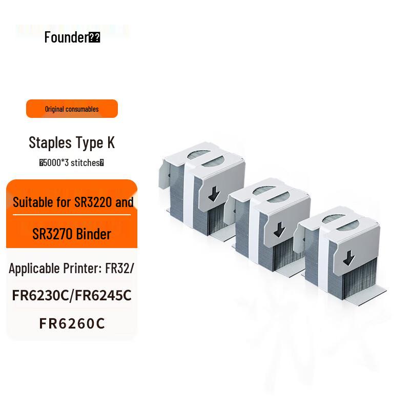 Founder K-Type Copier Stapler Pins (3-Pack, 5000 Pins Each)