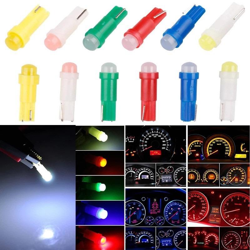 10pcs Car Interior T5 Led 1 SMD DC 12V Light Ceramic Dashboard Gauge Instrument Ceramic Car Auto Side Wedge Light Lamp 6 Colors