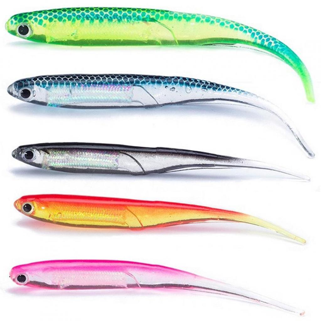 6 st/set Flerfärgad 10 cm Mjukt bete Fiskjigg Huvud Fiskebete Redskap Verktyg