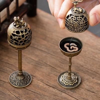 Fulu Zinc Alloy Deer Crane Incense Burner Aromatherapy Hollow Design Indoor High-foot Stove for Office Tea Room Decoration