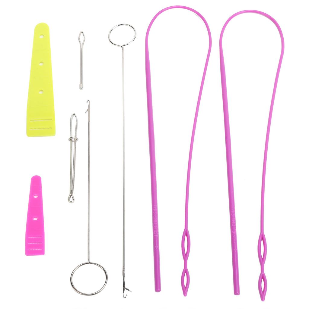 9Pcs DIY Drawstring Threader Set Sewing Loop Turner Hook and Tweezers Home Sewing Tool