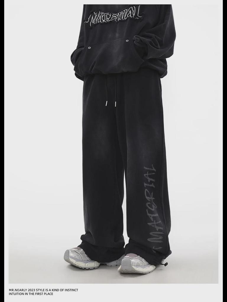 Men's Retro Graffiti Casual Pants - Spring/Autumn Dirty Wasteland Style Long Pants