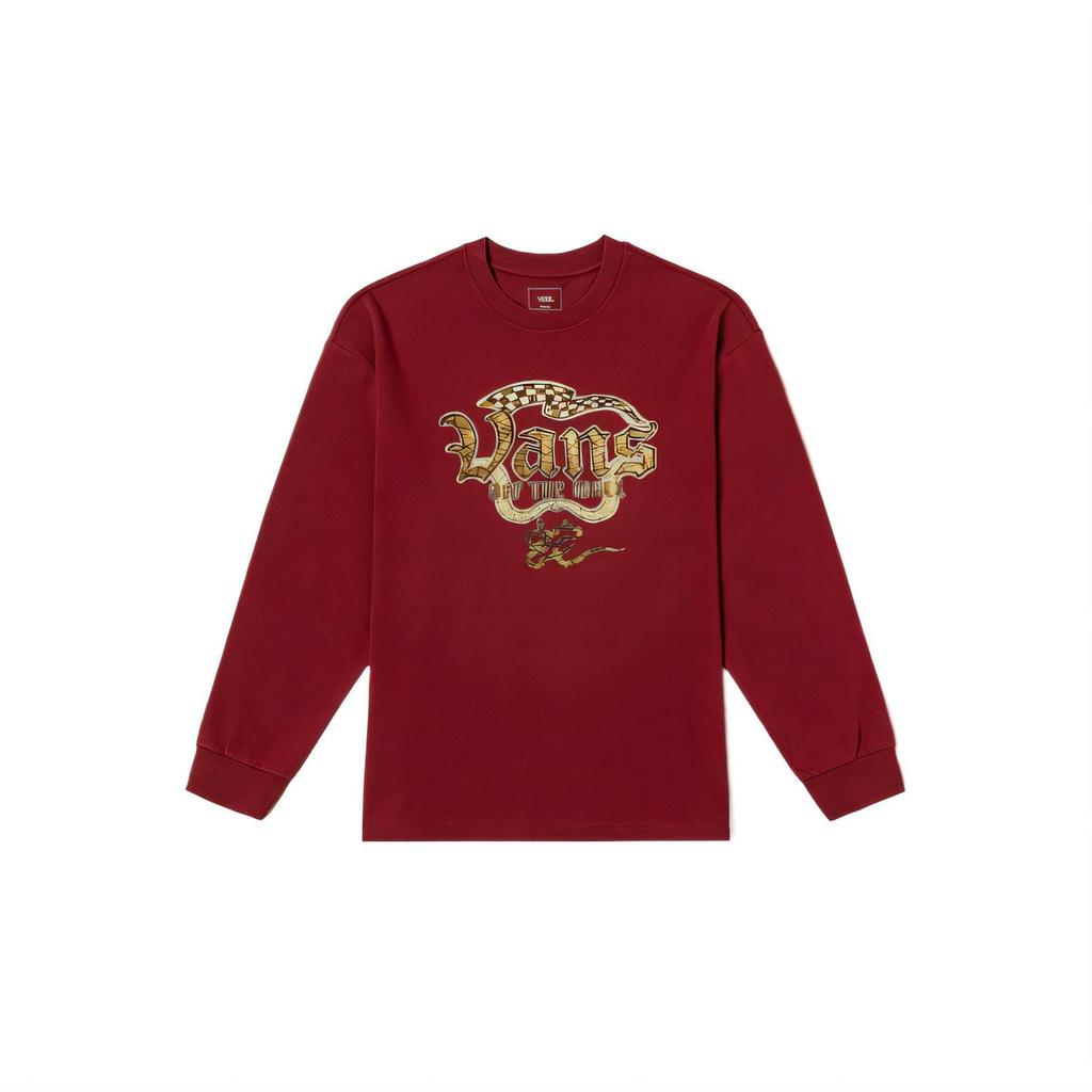 Vans Long Sleeve T-Shirt Year Of The Snake Comfortable Soft Versatile Unisex Tops Red VN000P39BQS