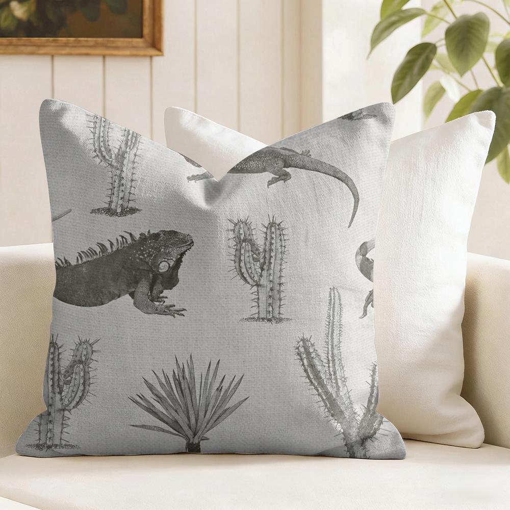 Cactus Pattern Cushion Cover Natural Linen Pillow Cover Double-Sided Print Cushion Cover For Sofa Home Decor