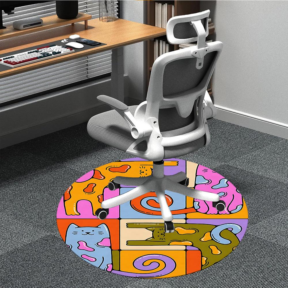 1pc Skull Rose Office Round Area Rug,  Mat Suitable For Office, Under Office Chairs Bedroom Living Room Home Decor, Room Deco