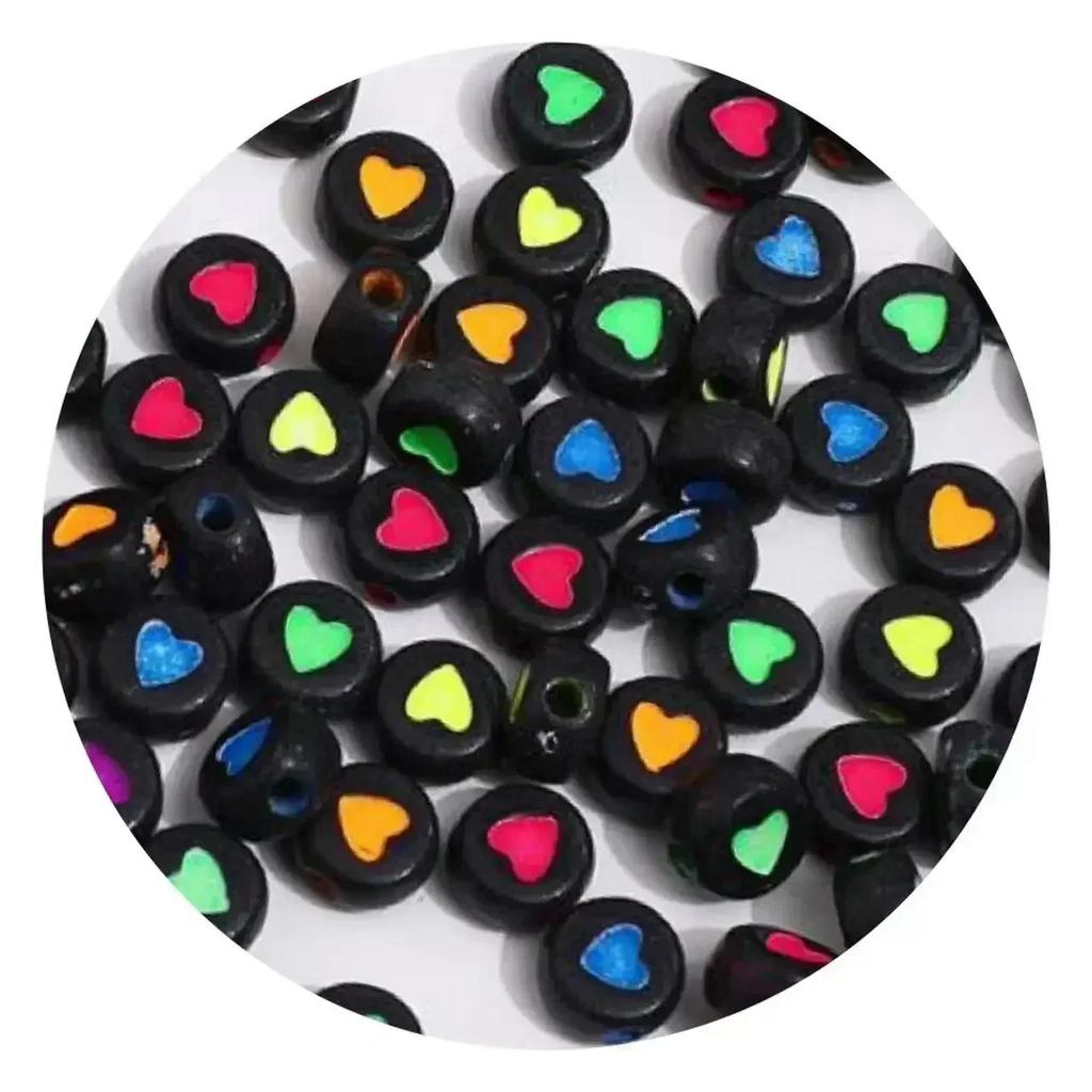 100-500PCS Love Heart Beads Acrylic Colorful Loose Spacer Beads for Jewelry Making DIY Handmade Bracelet Earrings Accessories