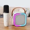Bluetooth-Compatible 5.3 Mini Home Theater Speakers with Wireless Mic Small Speaker Adjustable LED Lights for Home Karaoke