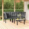 4 Piece Garden Lounge Set In Black and Grey Poly Rattan