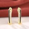 Huitan Elegant Women Hoop Earrings Gold Color Engagement Luxury Female Accessories Inlaid Black/White CZ Elegant Party Jewelry