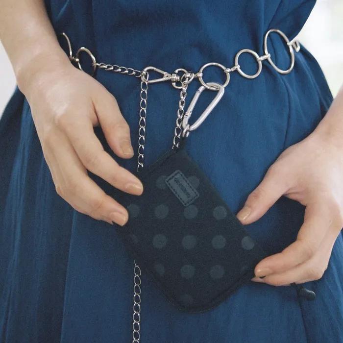 DOT ZIPPER CARD WALLET, BLACK