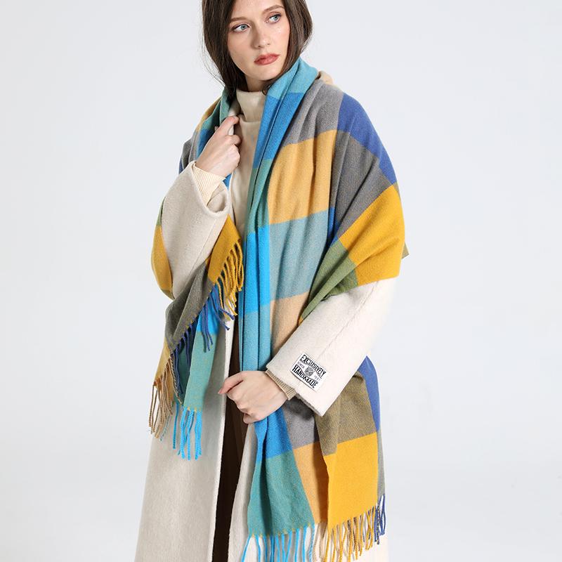 Luxury Plaid Scarf Winter Warm Cashmere Women Long Bandana Pashmina Foulard Female Scarves Tassel Shawl And Wraps  Design