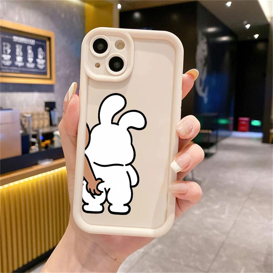 Best Friend Bear Rabbit Case for Apple iPhone 11 15 Pro Max 14 Plus 13 12 16 Shockproof Protective Silicone Funda Phone Cover