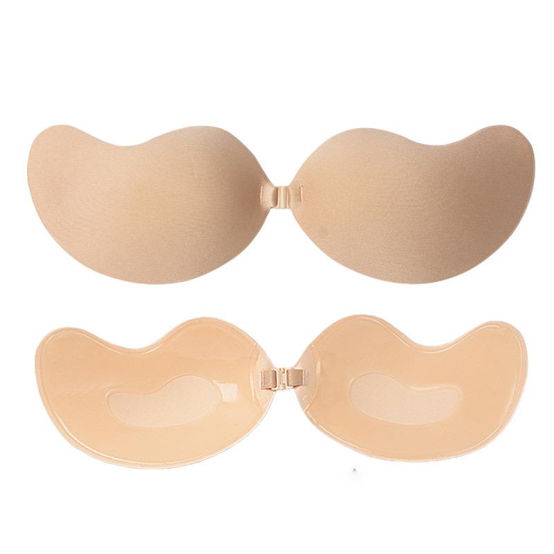Mango Silicone Strapless Invisible Bra with Front Buckle and Nipple Stickers for Wedding Dress