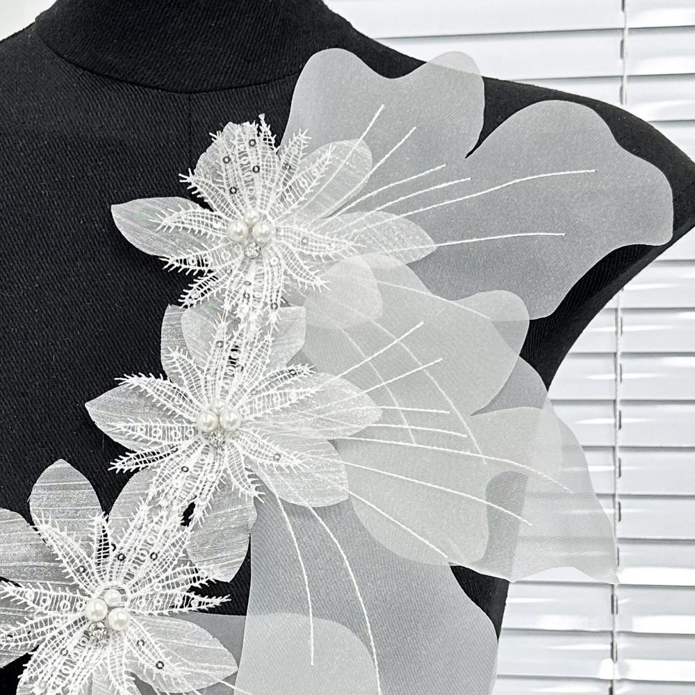 3D Dress Cloth Pin Multi-layer Embroidery Studded Patch New Organza Flower Patch  Corsage Accessory