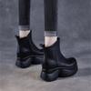 Johnature Round Toe Thick Soled Short Boots Genuine Leather High Heels Vintage Women's Platform Boots